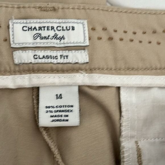 Charter Club Womens Classic Fit Khaki Pants Size 14 Cotton/Spandex - Picture 3 of 7